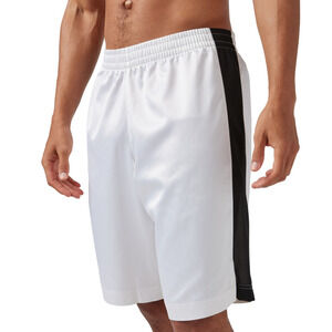 Reebok Men Regular Fit Mesh Panel Satin Basketball Shorts White/Black Size L